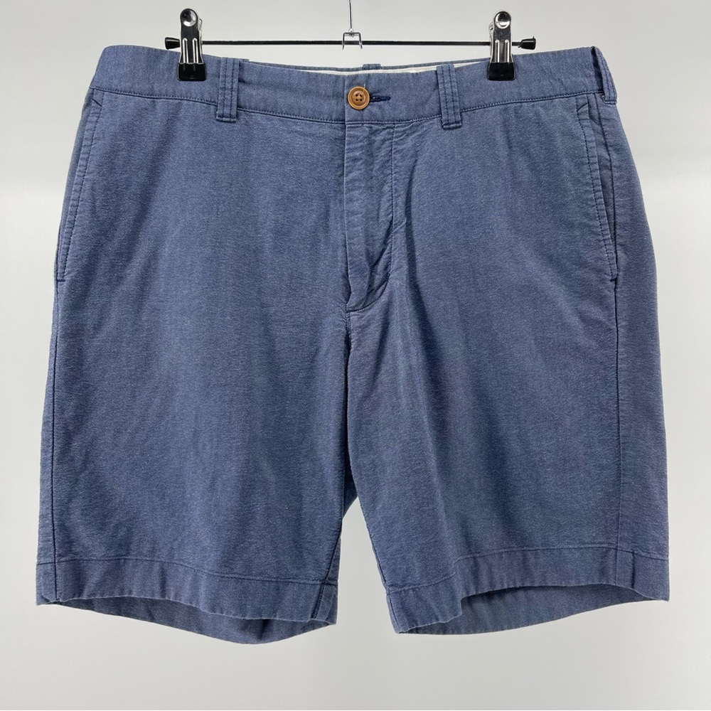 J. Crew Sunwashed Oxford Chambray Flat Front Shorts, 100% Cotton, Men's 34